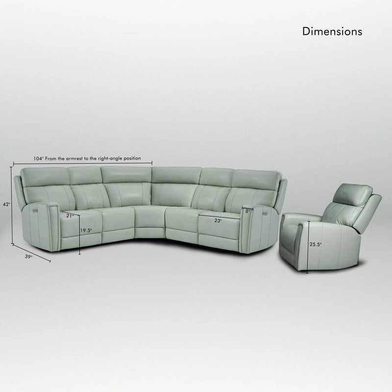 104 W Genuine Leather Power Sectional with Recliner Sofa Set with 3 Colors,Zero Gravity and 1 power armlesschair