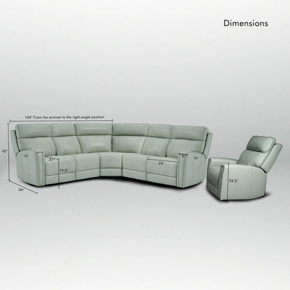 104 W Genuine Leather Power Sectional with Recliner Sofa Set with 3 Colors,Zero Gravity and 1 power armlesschair