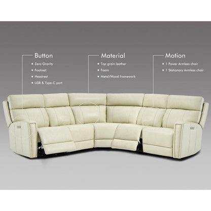 104 W Genuine Leather Power Sectional with Recliner Sofa Set with 3 Colors,Zero Gravity and 1 power armlesschair
