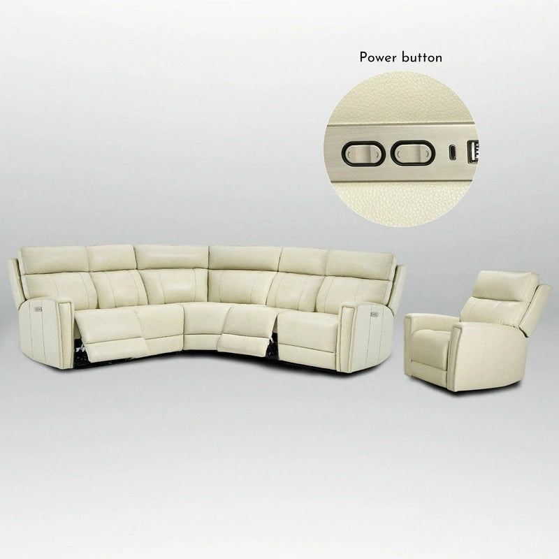 104 W Genuine Leather Power Sectional with Recliner Sofa Set with 3 Colors,Zero Gravity and 1 power armlesschair