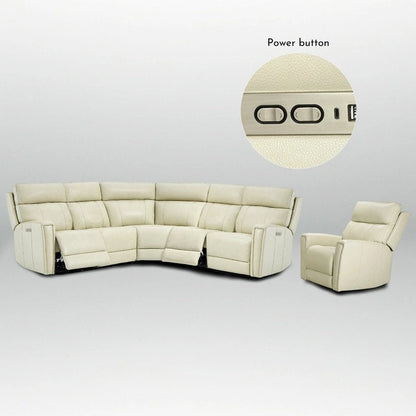 104 W Genuine Leather Power Sectional with Recliner Sofa Set with 3 Colors,Zero Gravity and 1 power armlesschair