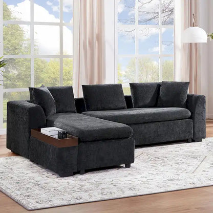 Chenille Upholstered Cloud Sofa L-Shaped Couch with Chaise Lounge & Storage