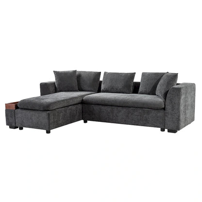 Chenille Upholstered Cloud Sofa L-Shaped Couch with Chaise Lounge & Storage