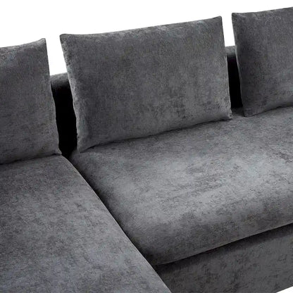 Chenille Upholstered Cloud Sofa L-Shaped Couch with Chaise Lounge & Storage