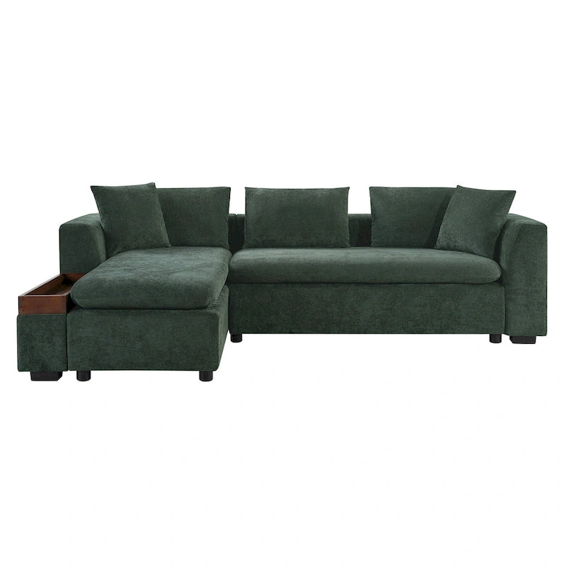 Chenille Upholstered Cloud Sofa L-Shaped Couch with Chaise Lounge & Storage