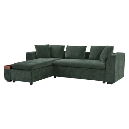 Chenille Upholstered Cloud Sofa L-Shaped Couch with Chaise Lounge & Storage