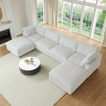 Soft Plush Upholstered Modular Sectional Sofa U-shaped Down Filled Living Room Couch-5 Seaters/6 Seaters