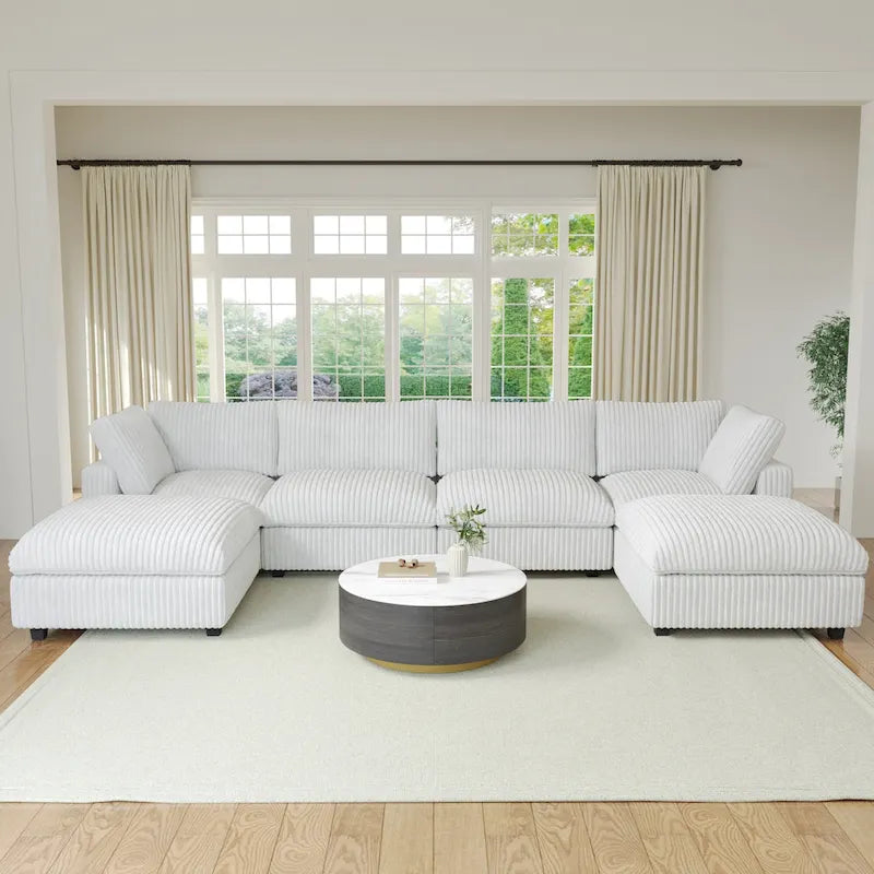 Soft Plush Upholstered Modular Sectional Sofa U-shaped Down Filled Living Room Couch-5 Seaters/6 Seaters