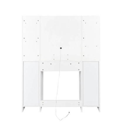 Vanity Desk with Mirror and Lights Makeup Desk with Drawers and Cabinet Vanity Table with Led Light Big Makeup Table
