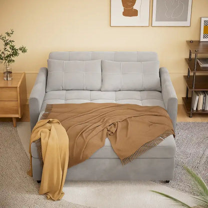 3 in 1 Convertible Sleeper Loveseat Couch, Futon Sofa Bed with Pull-Out Bed & Adjustable Backrest