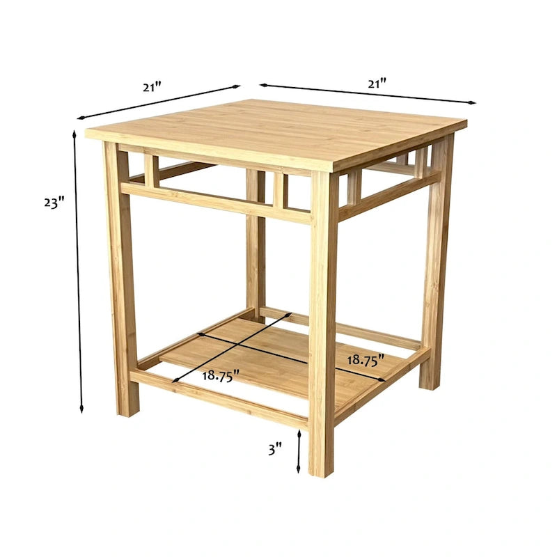 Zen End Table with Shelf in Natural