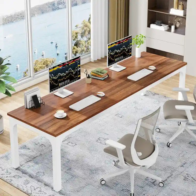 78.7 inches Extra Long Computer Desk 2 Person, Wide Double Office Writing Workstation