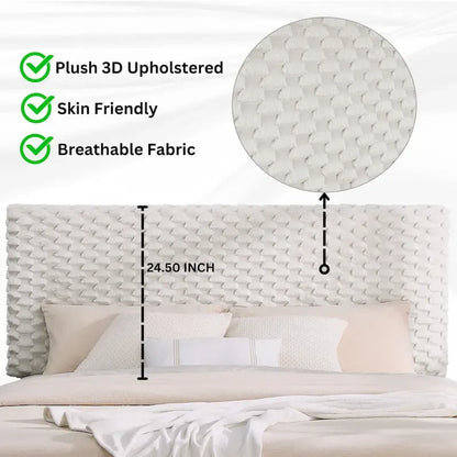 Twin Size Platform Bed with Adjustable Headboard And withe Dove Luxury Fabric