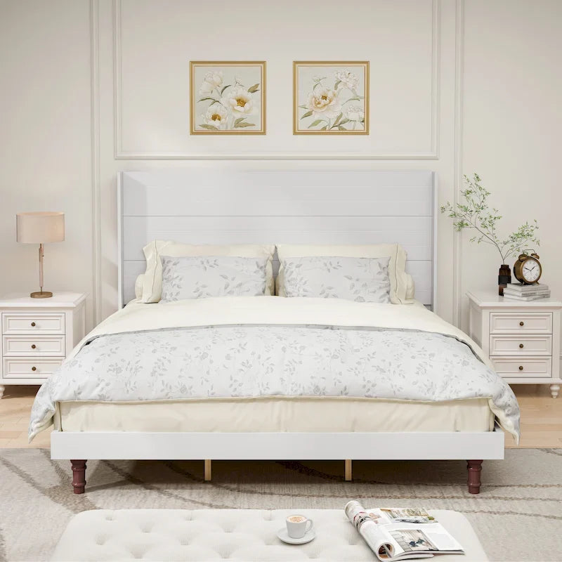 King Size Platform Bed Elegant High Headboard Bed Comfortable High Back Design