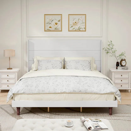 King Size Platform Bed Elegant High Headboard Bed Comfortable High Back Design