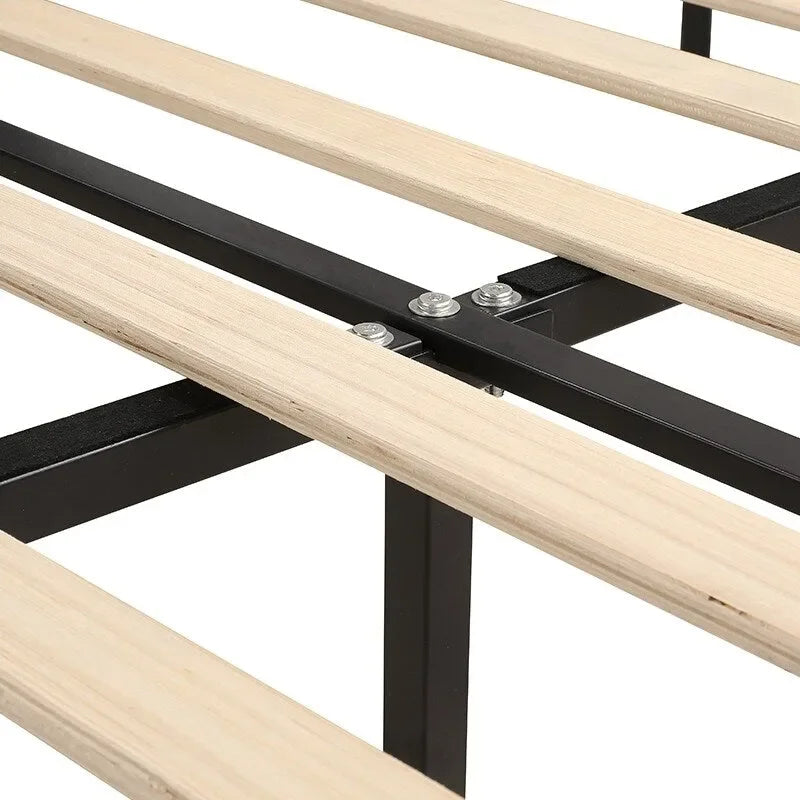 King Size Modern Velvet Platform Bed with Upholstered Headboard