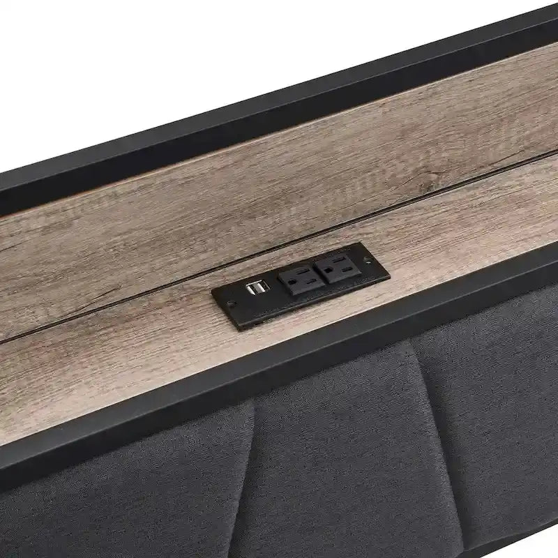 Metal Platform Bed with Drawers and Storage Headboard