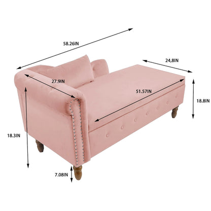 Pink 58.26 Velvet Button Tufted Chaise Lounge Chair