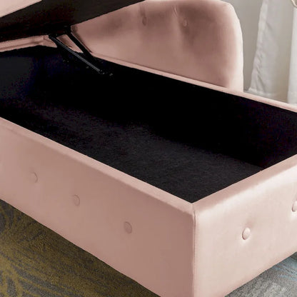 Pink 58.26 Velvet Button Tufted Chaise Lounge Chair