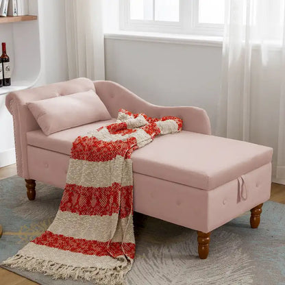 Pink 58.26 Velvet Button Tufted Chaise Lounge Chair