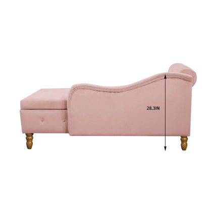 Pink 58.26 Velvet Button Tufted Chaise Lounge Chair