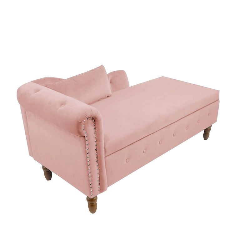 Pink 58.26 Velvet Button Tufted Chaise Lounge Chair