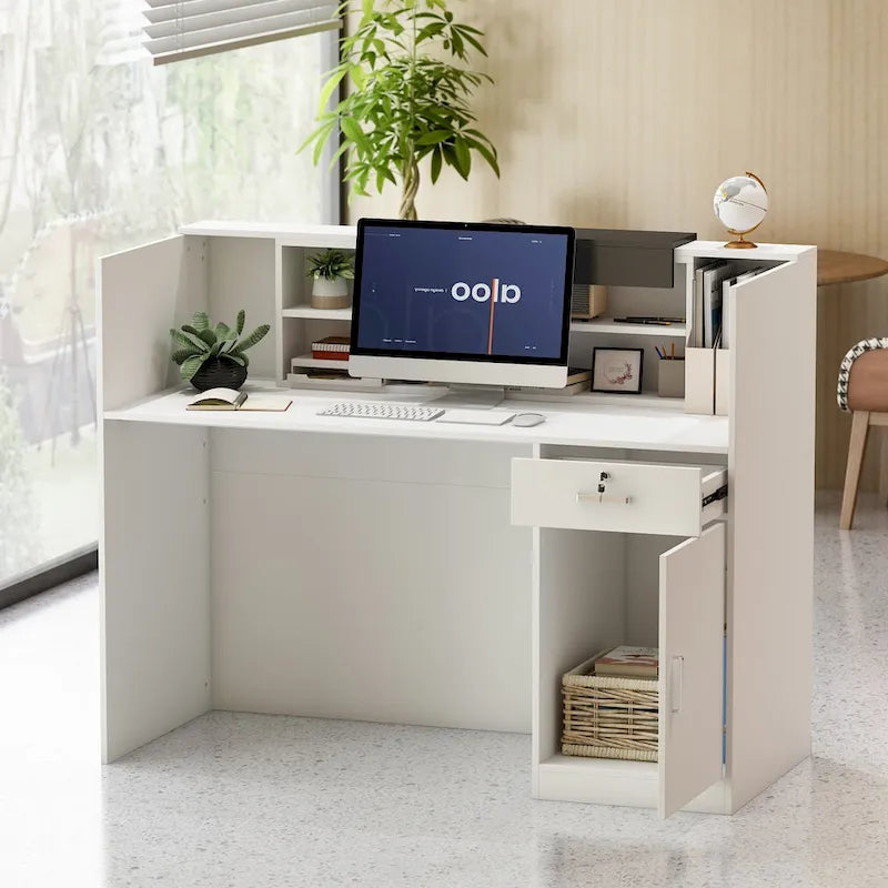 Kerrogee Rectangular Wood Reception Desk Working Desk Secretary desk