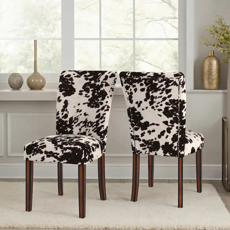 Dinant Cowhide Parsons Dining Chairs (Set of 2)
