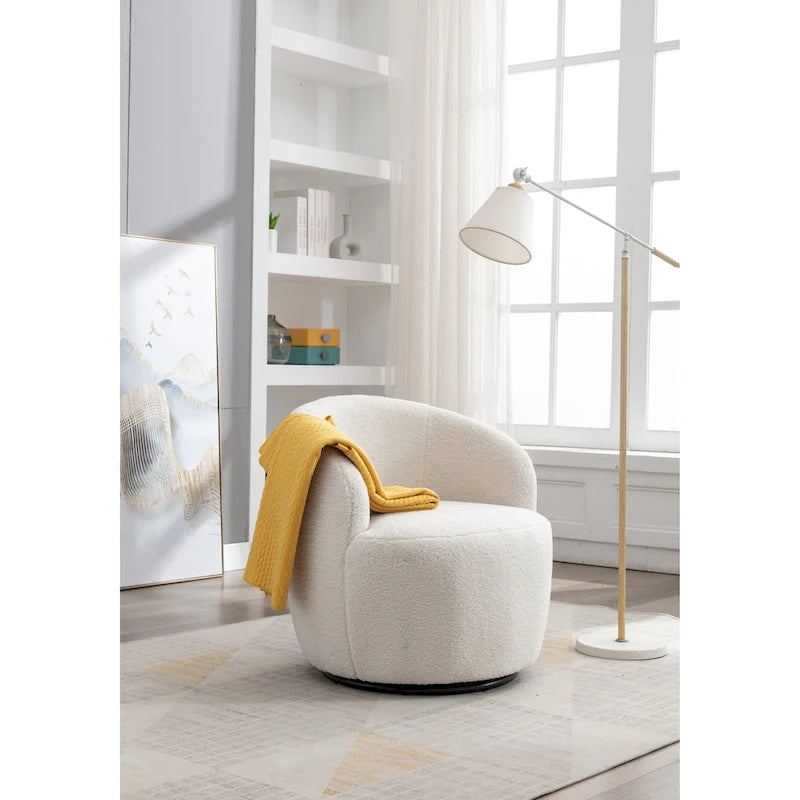 Teddy Fabric Swivel Accent Barrel Chair