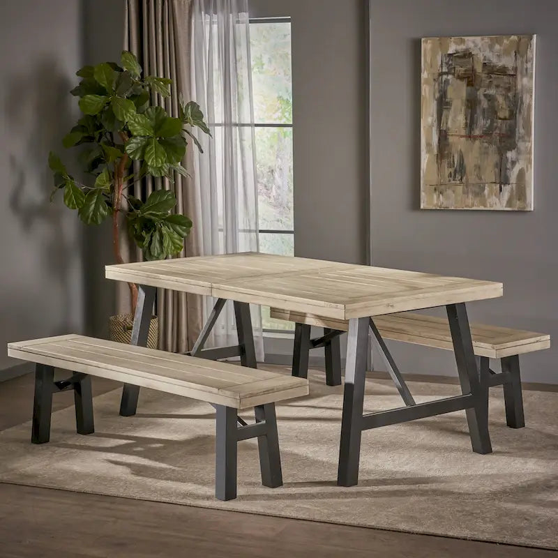 Cottage 3-piece Acacia Wood Picnic Dining Set by Christopher Knight Home