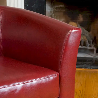 Oxblood Red Bonded Leather Tub Club Chair by Christopher Knight Home