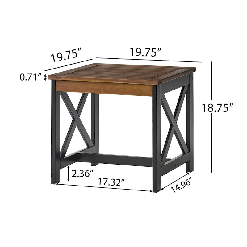 Christopher Knight Home Shammai Square Farmhouse Acacia End Table - 19.75D x 19.75W x 18.75H
