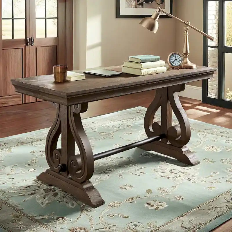 Vikos Wire Brushed Oak Finish 1-Drawer Writing Desk