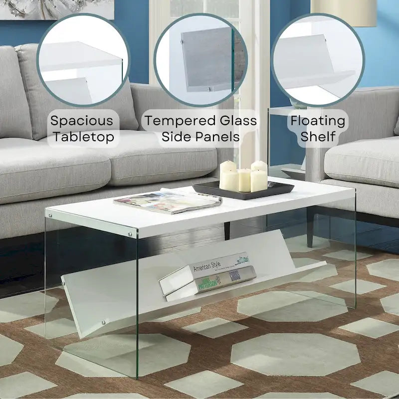 Convenience Concepts SoHo Glass Coffee Table with Shelf