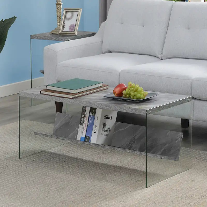 Convenience Concepts SoHo Glass Coffee Table with Shelf