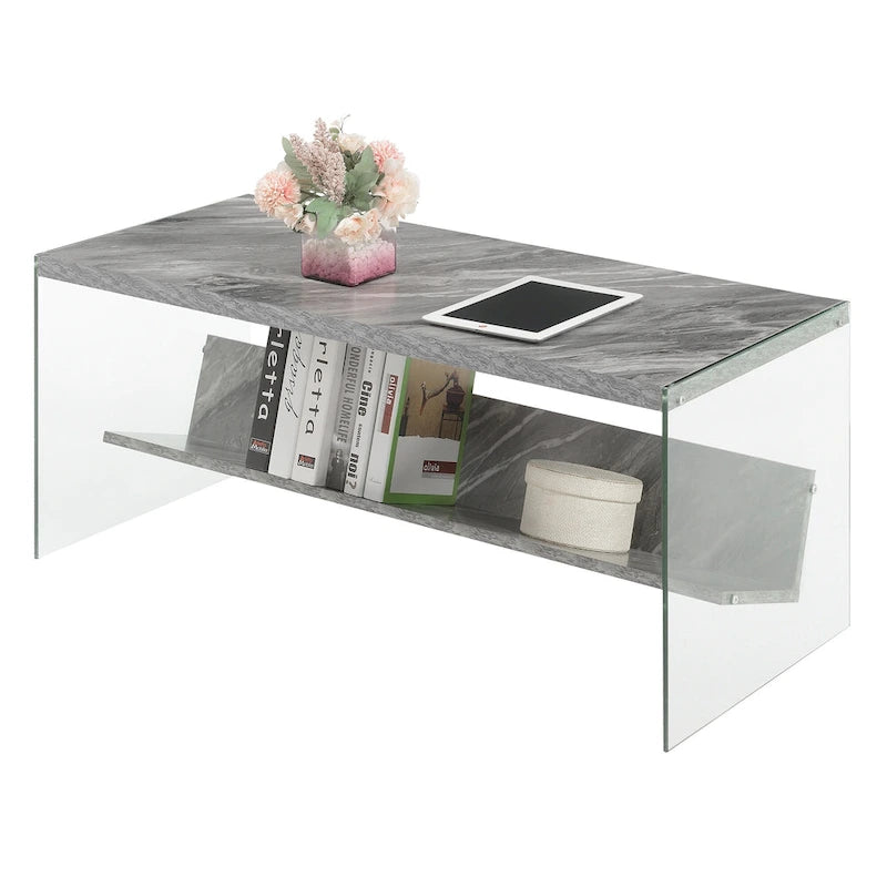 Convenience Concepts SoHo Glass Coffee Table with Shelf
