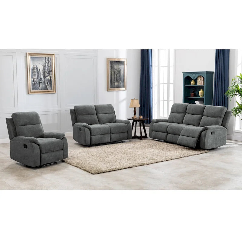 Ronald Transitional Faux Leather Reclining Living Room Sofa Set