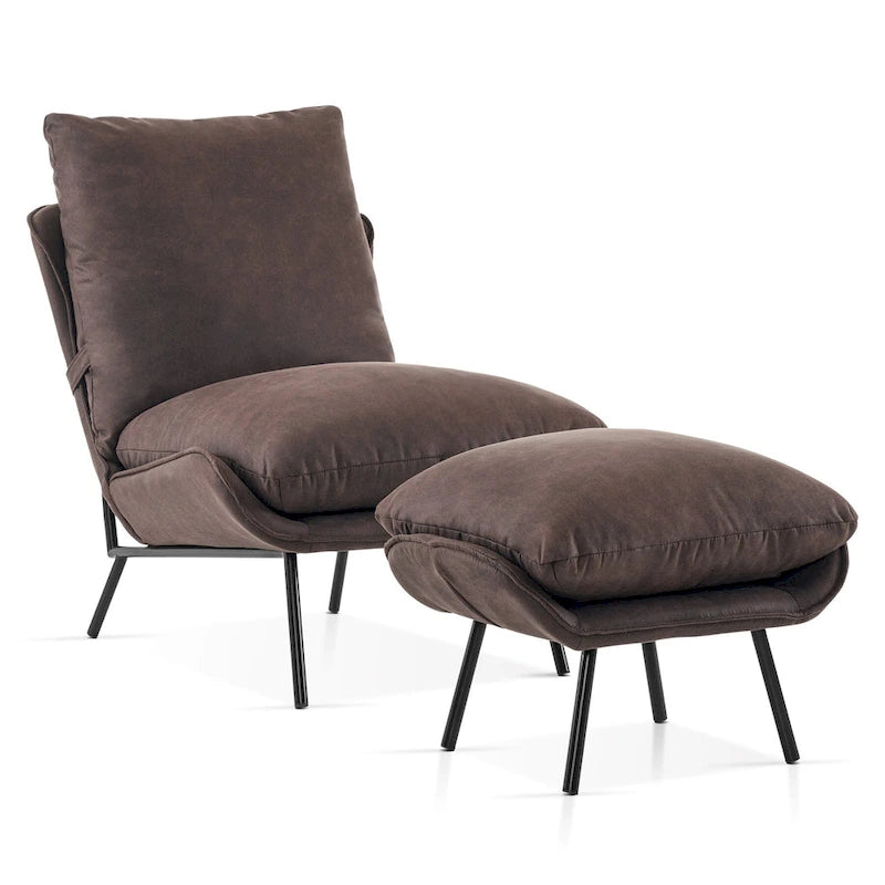 MCombo Accent Chair with Ottoman, Leathaire Fabric LW951