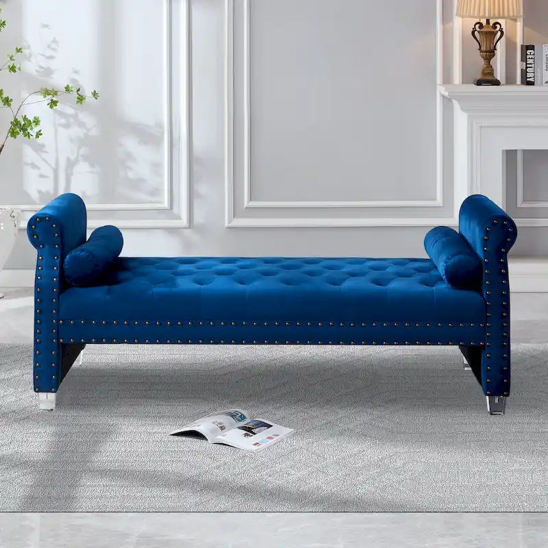Tiffiany Luxury Tufted Velvet Upholstered Extra Long Bed Bench