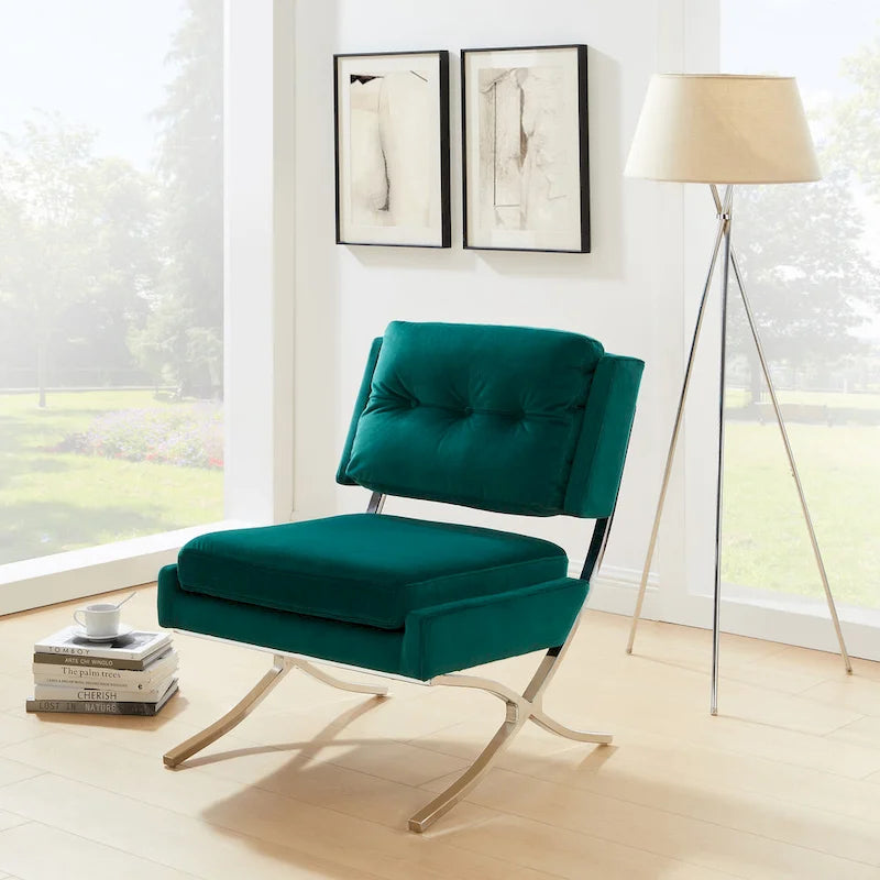 Art Leon Modern and Comfortable Velvet Armless Accent Chair