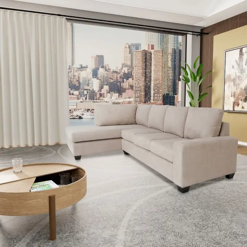 Coast to Coast Sofas Contemporary L Shaped Sectional Sofa Polyester Nylon Solid Wood Frame Upholstered