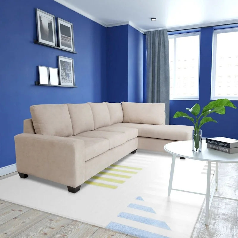 Coast to Coast Sofas Contemporary L Shaped Sectional Sofa Polyester Nylon Solid Wood Frame Upholstered