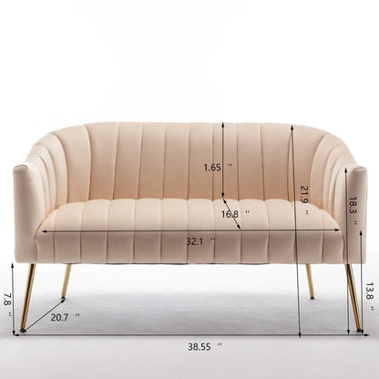 SEYNAR Modern Velvet Upholstered 3 Piece Living Room Set with Golden Legs
