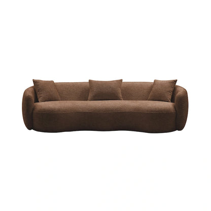Minimalist Curved Sofa with Pillows - Soft Corduroy or Cozy Polar Fleece Upholstery