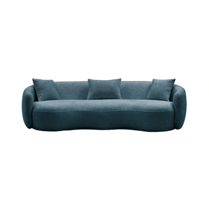Minimalist Curved Sofa with Pillows - Soft Corduroy or Cozy Polar Fleece Upholstery