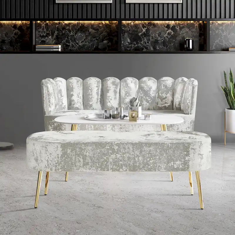 CraftPorch Luxurious Velvet Upholstered 3-piece Living Set