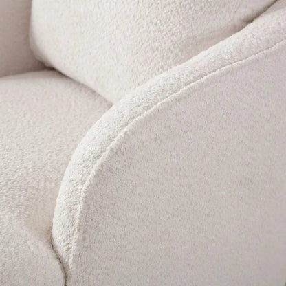 Boucle Fabric Upholstered Swivel Barrel Armchair With Pillow