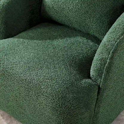 Boucle Fabric Upholstered Swivel Barrel Armchair With Pillow