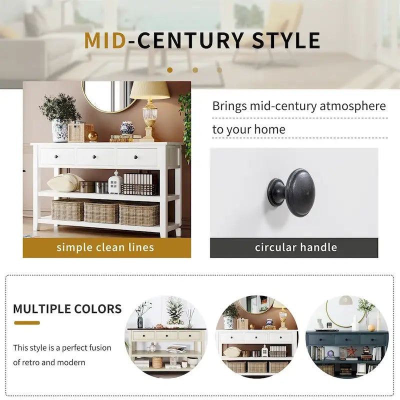 Merax Retro Design Console Table with3 Top Drawers