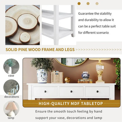 Merax Retro Design Console Table with3 Top Drawers